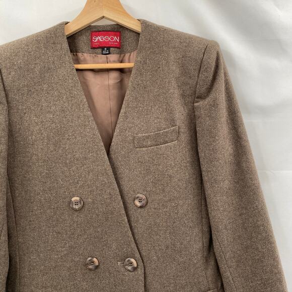 Vintage Session brown wool assymmetrical blazer - Picture 3 of 6